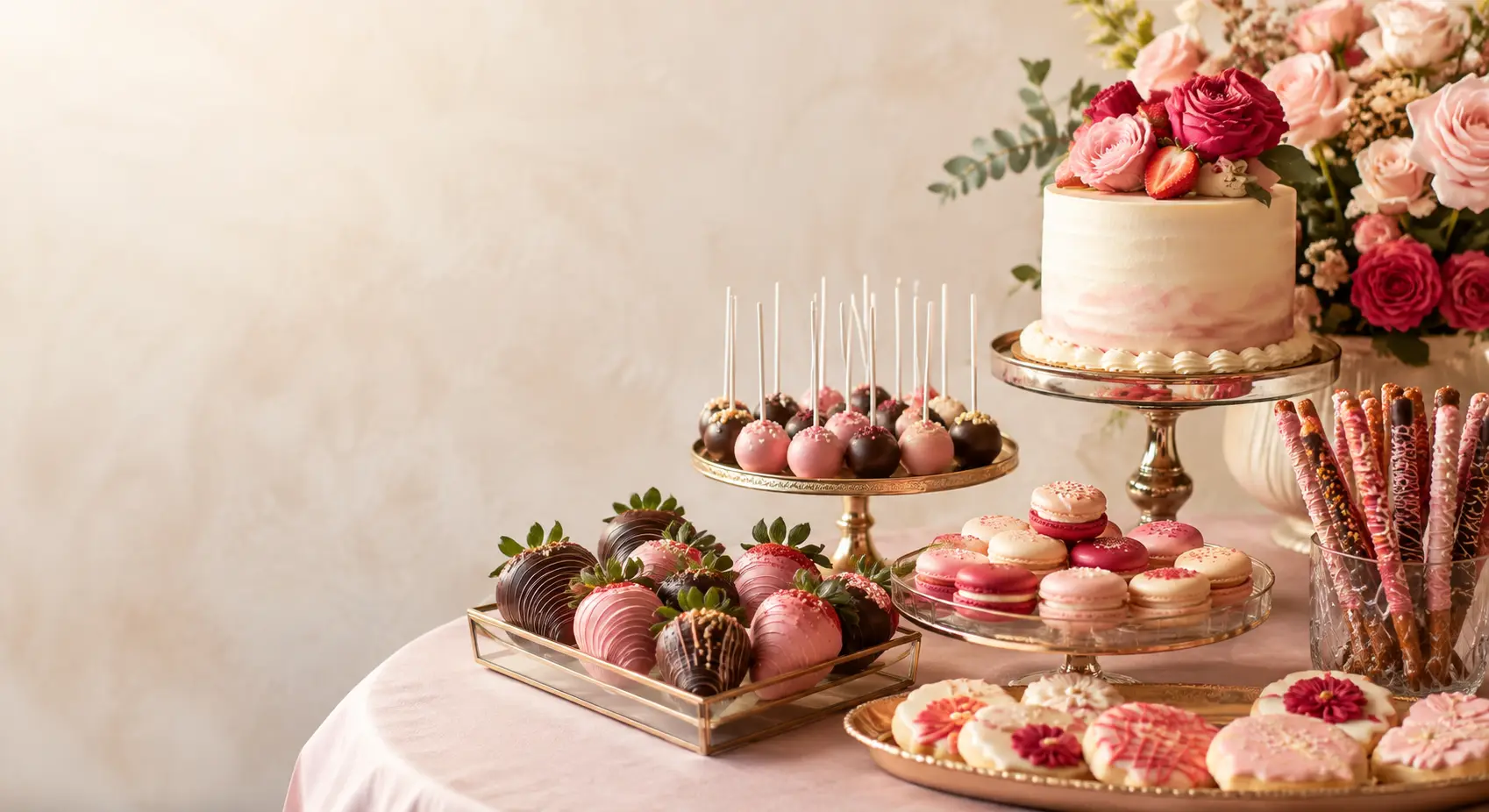 Custom dessert table set up for a celebration
